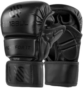 Sanabul Essential 7 oz MMA Gloves Men & Women | Gloves for Martial Arts Sparring & Training Gloves | Hybrid MMA Kick Boxing Gloves Men | Grappling Gloves (All Black, Small/Medium)