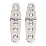 Pair Heavy Duty, Holes 316 Stainless Steel Marine Strap Hinge with Boat Home Hardware for Door Gate Shed Barn 3 Holes 152x30mm 5.98x1.18in (3 Holes: 152x30mm/5.98x1.18in)