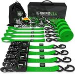 RHINO USA Ratchet Straps Tie Down Kit, 5,208 Break Strength - Includes (4) Heavy Duty Rachet Tiedowns with Padded Handles & Coated Chromoly S Hooks + (4) Soft Loop Tie-Downs