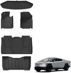 3W Floor Mats Set for Tesla Cybertruck 2023 2024, All Weather Protection Waterproof Frunk & Rear Cargo Liners, Custom TPE Cargo Trunk Accessories Mats for Tesla, Black