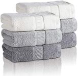 Toketa Premium Hand Towels for Bathroom Combed Cotton Absorbent Soft Cotton Hand Towels for Bathroom, Hand & Face Washcloths Set 13 x 30 Inches Pack of 6 Beige & Grey