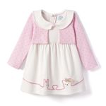 Nauti Nati Baby-Girl's Cotton Fit and Flare Knee-Length Casual Dress (AS-1025_White & Pink