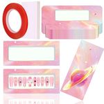 HLQHXWHZT 35 Pcs Empty Press on Nails Packaging Box Set 35 Pcs White Background Papers and 1 Double Sided Tape, Empty Nail Package Box Set for Press on Nail Business…