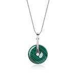 COAI 925 Sterling Silver Donut Malachite Stone Pendant Necklace