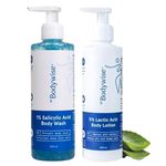 Be Bodywise 5% Lactic Acid Body Lotion (200ml) & 1% Salicylic acid Bodywash (250ml) for Women | Helps to Prevent Body Acne, Cleanses Skin & Nourishes Skin | Paraben and SLS free