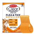 Bob Martin Clear Spot On Flea and Tick Repellent for Cats and Kittens - Pesticide-Free Protection (6 Pipettes)