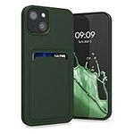 kwmobile Case Compatible with Apple iPhone 13 Case - TPU Phone Cover with Credit Card Holder - Dark Green