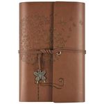 OMEYA Leather Journal Notebook, travel journals for women, refillable butterfly notebook lined personal diary writing notebook gifts A6 12.9 x 18.5cm (brown)