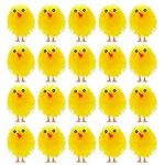 TUPARKA 20Pcs Mini Easter Chicks Yellow Easter Chenille Chicks Cute Fully Easter Chicks Baby Chicks for Easter Party, Easter Egg Bonnet Decoration, Easter Egg Hunt