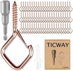 Ticway 110 PCS Q-Hanger Hooks for String Lights, Ceiling Hangers for Plants & Wind Chimes, Christmas Decorations Outdoor Hooks Rose Gold
