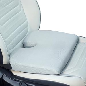CareFoam Memory Foam Car Seat Cushion | Wedge Design with U-Shaped Cut-Out | Ideal for Long Drives & Daily Commutes | Relieves Back & Tailbone Pain | 17 x 13 x 3 Inch | Grey Mesh