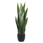 KOL 3FT Artificial Snake Plant, Fake Sansevieria Indoor Outdoor, 28 Thick PEVA Leaves Lifelike Faux Silk Plant, Home Decor Mother in Law Tongue Plant 35in, Greenery for Office Decoration, Green.