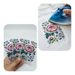 Heat Transfer Iron-on Floral Sticker, 3D Effect, Embroidery Style, Sheet Form, 20.5x18.5 cm, Pack of 3