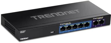 TRENDnet 7-Port Multi-Gig Gaming Switch, TEG-S327, 5 x 1G RJ-45 Base-T Ports, 2 x 2.5G RJ-45 Ports, 20Gbps Switching Capacity, Wall Mountable, Plug & Play, Lifetime Protection, Black