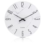 Wall Clock 30cm Silent Non-Ticking Modern Kitchen Wall Clocks Quality Quartz Analog Clock for Bathroom Living Room Ofiice Home Decor,Marble White,Glass