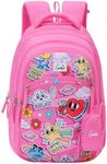 Genie Pearl Backpack for Girls, 17" Cute, Colourful Bags, Water Resistant and Lightweight, 3 Compartment with Happy Pouch, 27 Liters, Nylon Twill, Pink, Pink, 17 inch, Casual