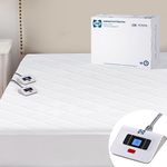 Sealy 3M Scotchgard Heated Mattress Pad | Quilted Cotton Electric Bed Warmer with 10 Heat Setting Dual Controller | 1-12 Hours Auto Shut Off | 17" Deep All Around Elastic Pocket, Cal King