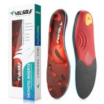 VALSOLE Heavy Duty Support Pain Relief Orthotics - 220+ lbs Plantar Fasciitis High Arch Support Insoles for Men Women,Flat Feet Orthotic Insert,Work Boot Shoe Insole,Absorb Shock with Every Step(Red) (MEN 12 - 12 1/2 | WOMEN 14 - 14 1/2--(305mm), Red)