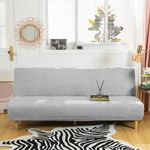 Armless Sofa Bed Cover Spandex Stretch Print Futon Slipcover Non-slip Folding Armless Sofa Cover Seat Couch Protector Fits for 2-3 Seater Folding Sofa Bed without Armrests, 180-210cm (Printed 10)