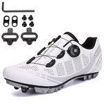PENXZT Mens Mountain Bike Cycling Shoes Compatible with Shimano SPD 2-Bolts Pedals MTB Shoes Racing Indoor and Outdoor,White,10.5