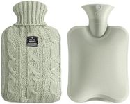 Hot Water Bag, Hot Water Bottle 2 Liters, Heat Up and Refreezable Hot Cold Pack with Knit Cover, Winter Warmer for Pain Relief Hot Cold Therapy (2L Pea Green)