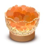 HSLZOMI Himalayan Salt Lamp Bowl with Natural Crystal Chunks, USB Salt Rock Lamps, Authentic Natural Pink Himalayan Salt Lamps with 10 Levels of Brightness Adjustment and Wood Lamp Base Y