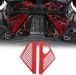 Daeiclru Engine Bay Panel Cover Compatible with Chevrolet Corvette C8 2020-2023, Aluminium Engine Protector Splash Shield, Left Right Engine Case Guards (Style B - Red)