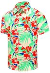 SheLucki Hawaiian Shirt for Men, Unisex Summer Beach Casual Short Sleeve Button Down Shirts, Printed Palmshadow Clothing, Flower Orange, 3X-Large