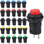 RUNCCI-YUN 25pcs 12mm Momentary Push Button Switch, SPST ON/OFF,momentary power switch,round rocker switch,for Car Trumpet, PC, Table Lamp, Home Doorbell