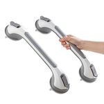 TAILI Grab Rails for Bathroom, 2 Pack 43 CM Shower Handles Suction, MAX 109 KG Safety Shower Grab Bars, Strong Hand Rails for Elderly, Senior, Disabled, No Drilling Handrail Disability Aids - Grey