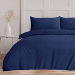 Bronwen Mathews King Size Duvet Set Navy Plain Dyed Soft Microfibre King Quilt Cover with 2 Pillowcase,Easy Care Wrinkle Free King Bedding Set of 3 Pcs (Navy, King Duvet Set)