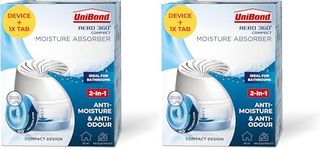 UniBond AERO 360° Humidity Absorber with 1x Refill, Dehumidifier for Effective Air Circulation, Humidity Controller Reduces Excess Moisture, 1 Device incl. 1 refill tab 450g (Pack of 2)