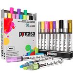 PINTASA Acrylic Paint Pens - 18 Rock Paint Markers - Quick Dry Acrylic Paints Set, Canvas, Ceramic, Porcelain, Wood, Mug, Fabric, Kids DIY Crafts | Glass Colouring Kit Painting Set and Water Based Ink