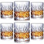 Whiskey Glass Set of 6 Scotch Bourbon 10oz Crystal Whiskey Glasses Cups,100% Lead Free Cocktail Glasses Drinkware with Coasters and Luxury Box