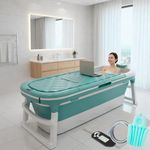 Nucarture Large bathtub for adults 6 Feet Foldable bath tub for bathroom with Temperature Meter and bath pillow 148L×62W×50H CM Hot and ice bath tub spa for home Portable Free standing adult bathtubs