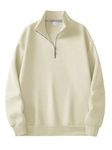 FASHION AND YOUTH Premium and Stylish Half Zipper Sweatshirt Ivory