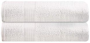 GLAMBURG Premium Cotton Oversized 2 Pack Bath Sheet 35x70-100% Pure Cotton - Ideal for Everyday use - Ultra Soft & Highly Absorbent - Machine Washable - White