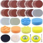 128pcs Sandpaper 3 Inch Sanding disc 40-7000 Grit Wet and Dry Sandpaper with 1/8"&1/4" Backer Plate Shank, Soft Foam Buffering Pad, and Polishing Pads Sponge for Car Metal Polishing kit