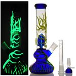 Glass Bong with Spiral Bong Filter, 14.5mm Glass Bong Bowl 19.3oz Water Bong with Bong Accessories Buckle Hookahs Glass Bongs Cheap Bong (Nicotine free)