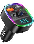 Nulaxy Bluetooth FM Transmitter for Car, Upgraded QC3.0 & 5V 1A Dual USB Charger Bluetooth Car Adapter Wireless Radio, 7-Color LED Backlit Light, Hands-Free Calling, Support USB Drive TF Card - NX10