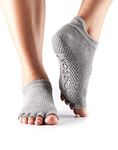 ToeSox Women's Low Rise Half Toe Grip Socks (Heather Grey) Large