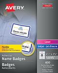 Avery Flexible Name Badges for Laser and Inkjet Printers, 3-3/8" x 2-1/3", Blue Border, Rectangle, 400 Pack (5895)