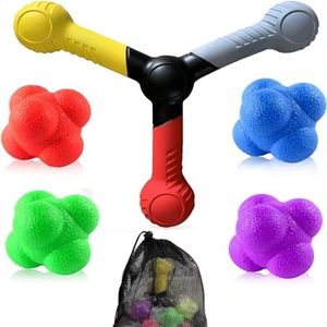 MUSKULO MONSTRO 5 PCs Reaction Speed Training Tools Kit, 1 Hand Eye Coordination Stick, 4 Rubber Reaction Balls, Improve Reflex, Agility and Focus for Sports, Exercise and Fun for All Ages