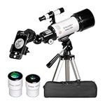 Portable and Powerful 16x-120x Astronomical Telescope, Easy to Assemble and Use, Ideal for Adult & Beginners. Includes Manual in English, Mobile Adapter, Case, Tripod, 2 Eyepieces, 3X Lens