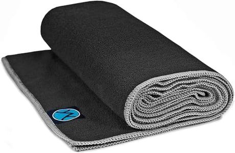 Youphoria Yoga Towel Microfiber Non Slip Yoga Mat Towel 24 x 72, Black Towel/Gray Stitching