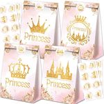 24Pcs Princess Party Favor Bags Princess Birthday Party Supplies Princess Goodie Bags Princess Party Decorations Princess Gift Bags for Princess Party Supplies Gold and Pink