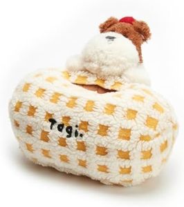 Tagi. Popcorn Tissue Box, Polyester & Nylon Fabric Tissue Storage Box, Stylish Puppy Design Tissue Holder for Home, Office, Car, and Travel, Durable and Decorative, Butter Corn