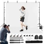 Heorryn White Backdrop with Stand, 3m/10ft Photography Support System Stand Kit with Muslin Chromakey Background for Photo Video Studio Portrait Shooting