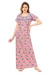 Soulemo Women's Pure Cotton Floral Regular Maxi Nighty (L - Bust 44, M. Orange) 499Ddl