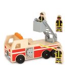 Melissa & Doug Wooden Fire Truck With 3 Firefighter Play Figures | Fire Truck Toys For Kids, Toddler Toy For Pretend Play, Classic Wooden Toys For Kids